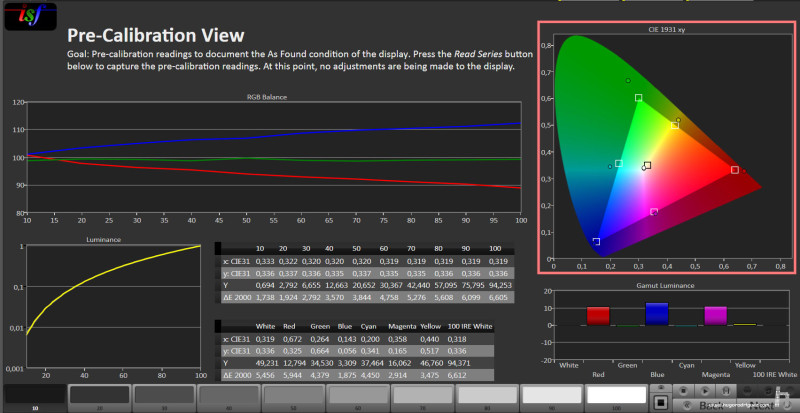 CALMan Pre-Calibration - LG OLED 55 Paco Nintendo