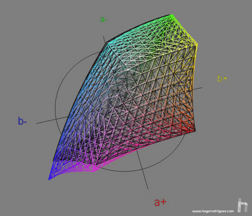 Lenovo W541 (malla a color) vs sRGB (malla negra).