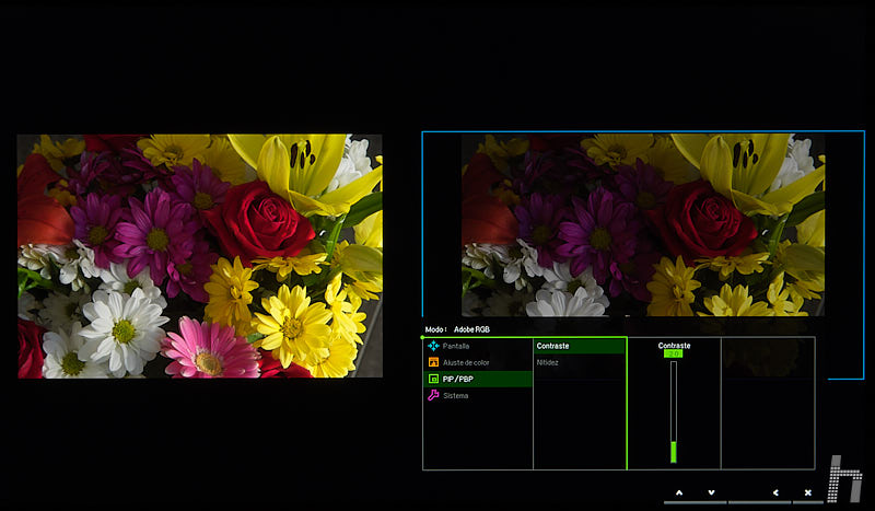 BenQ SW271 menu ESP 121 PBP contraste bajo