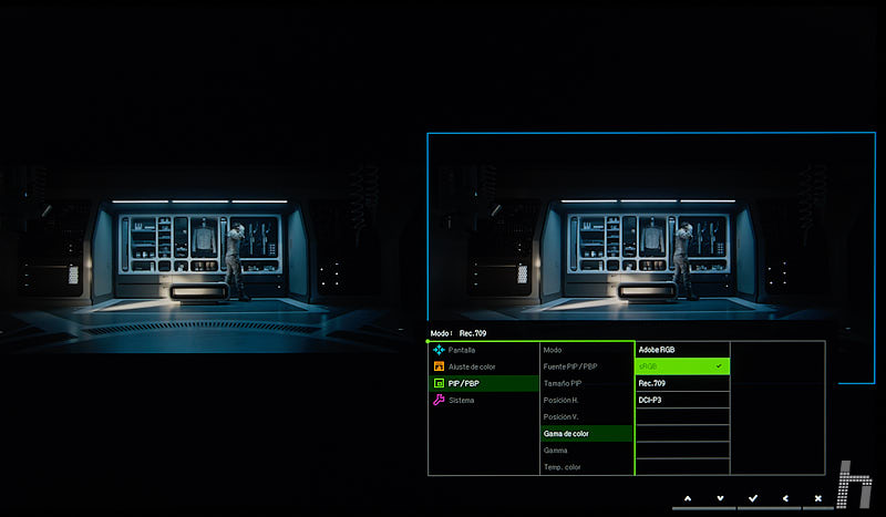 BenQ SW271 menu ESP 125 Rec 709 vs sRGB