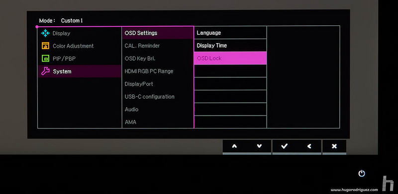 BenQ SW271 menus ENG 086 osd lock
