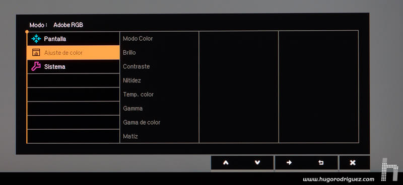 Menu SW240 ESP 006 ajuste color