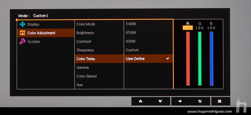 Menu SW240 ENG 041 color temp user